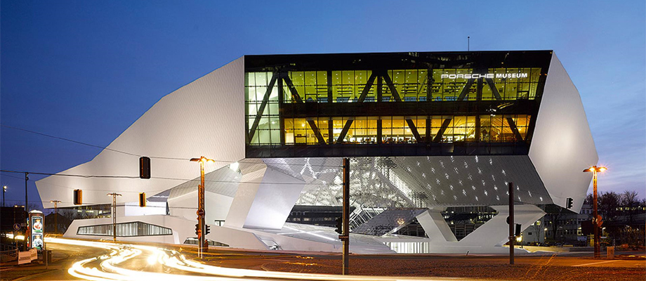 Porsche-museum poppetjes tekenen